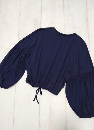 Стильная блузка синего цвета с рукавов воланом primark2 фото