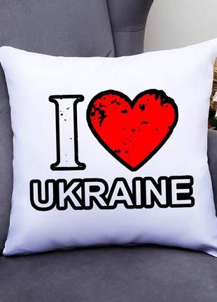 Подушка декоративна з принтом "i love ukraine"