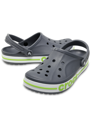 Сабо crocs bayaband clog кроксы серые с зеленым 205089-0a3 charcoal