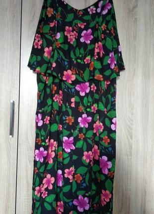 Шикарное натупальное платье миди сарафан плятья сукня размер 58-604 фото