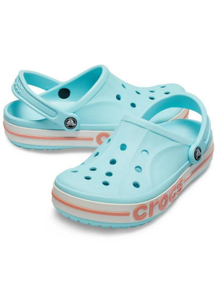 Сабо crocs bayaband clog крокси блакитні 205089-4jf-m6/w8 ice blue/melon