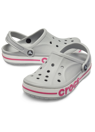 Сабо crocs bayaband clog кроксы светло серые 205089 light grey/candy pink