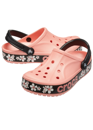 Сабо crocs bayaband clog кроксы персиковые 205667-7hb-m7/w9 melon/floral