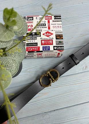 Ремень женский кожаный чёрный в стиле dior / ремінь пасок шкіра