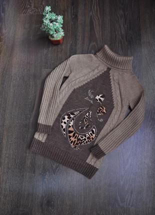 Теплый вязанный свитер с горлом2 фото
