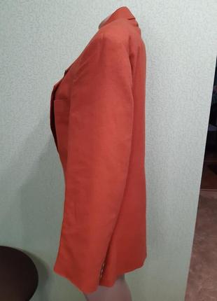 Пиджак жакет блейзер из натуральной ткани терракотового цвета3 фото