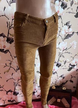 Вельветовые штаны брюки джинсы бершка bershka штани вільветові з розрізом на колінах1 фото