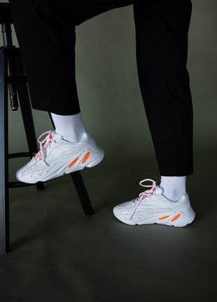 Adidas yeezy 700 white/orange новинка жіночі білі помаранчеві круті кросівки демісезон адідас ізі весна літо осінь крутые белые кроссовки тренд3 фото