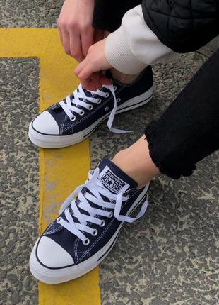 Converse low navy blue класичні низькі кеді конверс темносині сині весна літо демісезон унісекс жіночі сині кеди класика3 фото