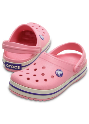 Сабо crocs crocband kids clog детские кроксы розовые с пионом 204537 peony pink/stucco