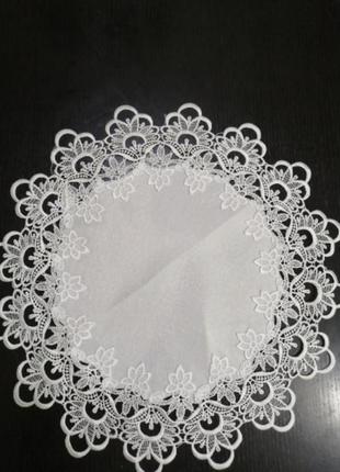 Серветка/салфетка с кружевом. кружевная круглая салфетка на стол. 50см