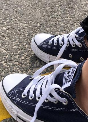 Converse low navy blue класичні низькі кеди конверс темносині сині весна літо демісезон унісекс чоловічі жіночі синие кеды классика7 фото