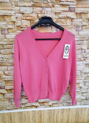 Кофта светр кардиган з ніжного трикотажу розмір хс-м цікавими ґудзичками наявності рожевий,з2 фото