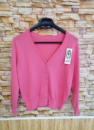 Кофта светр кардиган з ніжного трикотажу розмір хс-м цікавими ґудзичками наявності рожевий,з1 фото