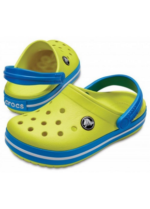 Сабо crocs crocband kids clog дитячі крокси жовто сині 204537 peony tennis ball gre