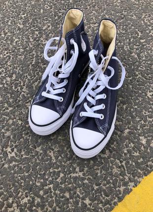 Converse hight navy blue класичні високі кеді конверс весна літо темносині сині демісезон класичні кеди унісекс новинка4 фото