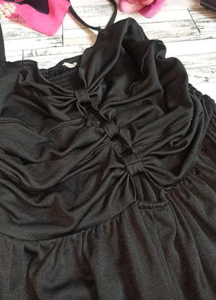 Черный комбинезон на бретельках объёмные штаны4 фото