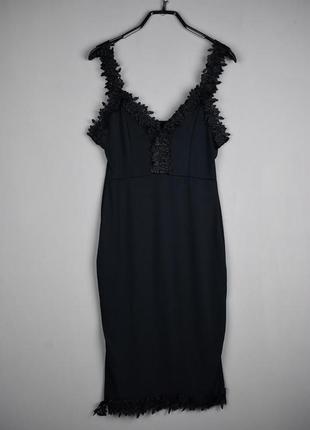 Роскошное черное платье комбинация
