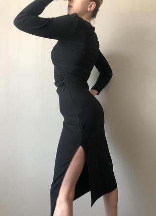 Платье базовое миди с разрезом zara с драпировкой сукня міді зара з розрізом і драпіруванням плаття7 фото