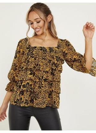 Шикарная блузка с воланами и объемными рукавами/блуза/кофточка1 фото