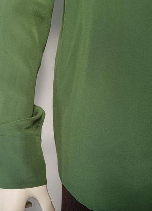 Блузка шелковая "yangol" зеленая с декором (украина)5 фото