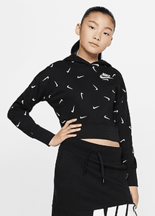 Худи толстовка nike g nsw aop crop ft hoodie рост 137-146