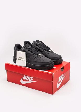 Мужские кожаные кроссовки nike air force 1 07 “black”•#найк