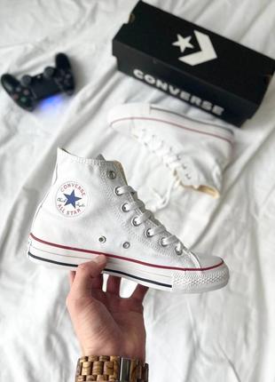 Converse chuck taylor all star high white трендові білі кеди конверс весна літо жіночі унісекс чоловічі белые кеды унисекс3 фото