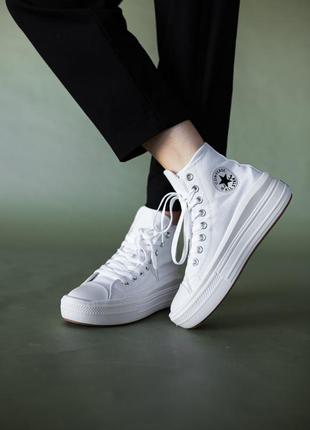 Converse chuck taylor move high white жіночі білі масивні кеді конверс на високій підошві новинка весна літо масивні білі кеди тренд