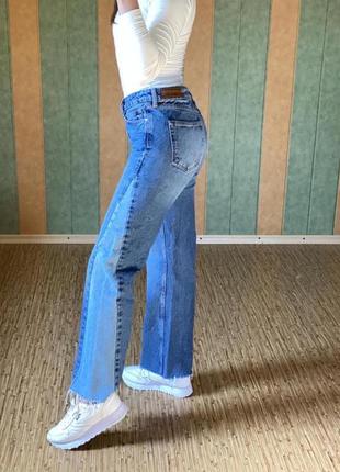 Круті джинси кльош з необробленим низом6 фото