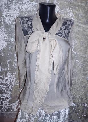 Шовкова блузка з мереживом в вінтажному стилі шёлковая блуза с кружевом винтажная