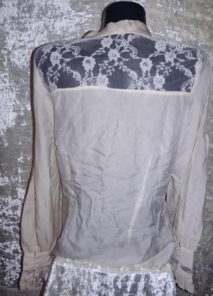 Шовкова блузка з мереживом в вінтажному стилі шёлковая блуза с кружевом винтажная3 фото