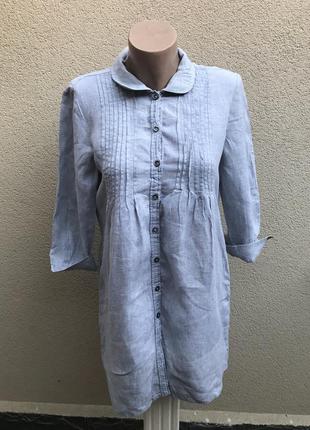Сіра блуза,туніка з кишенями,подовжена сорочка в етно,сільський стиль,льон