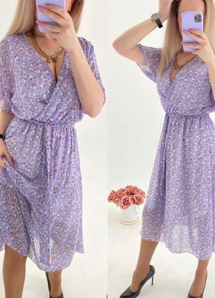Женское шифоновое платье в цветочный принт7 фото