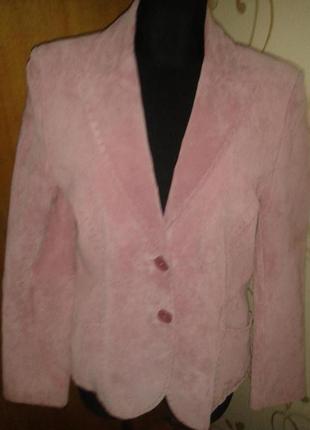 Стильна рожева курточка замша р40 fiisser city sport1 фото