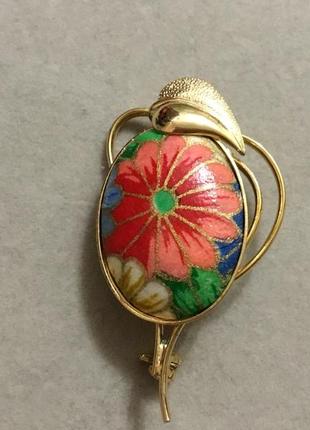 Брошка квітка ретро колір золото