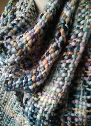 Стильний жіночий м'який шарф об'ємної структури/різнобарвний палантин хустку4 фото