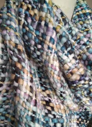Стильний жіночий м'який шарф об'ємної структури/різнобарвний палантин хустку5 фото