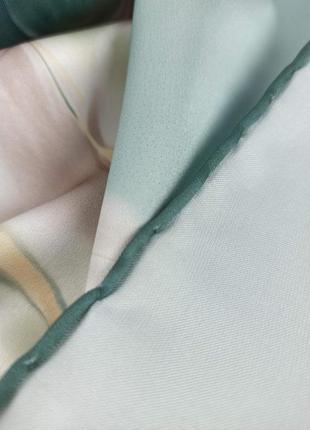 Шелковый платок шелк нежный атлас ручной роуль цветы мятный новый качественный3 фото