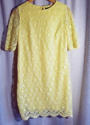 Ярко-желтое кружевное платье. женское платье, сарафан  с кружевом. жіноча сукня плаття мереживо9 фото