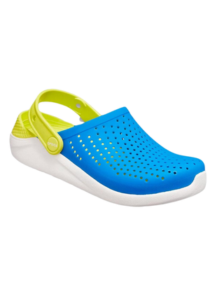 Сабо crocs literide kids clog детские кроксы желто синие 205964-4kf bright cobalt/citr2 фото