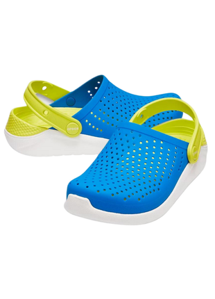 Сабо crocs literide kids clog детские кроксы желто синие 205964-4kf bright cobalt/citr