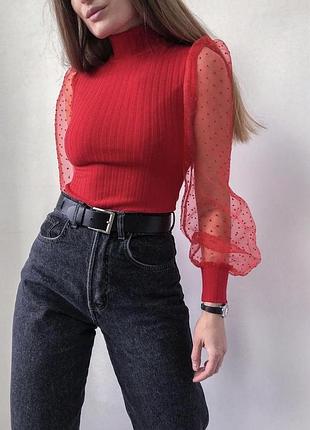 Гольф з рукавами з органзи