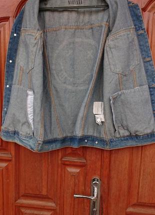 Брендова фірмова джинсова куртка pull&bear nirvana,оригінал,нова з бірками,розмір m-l.5 фото
