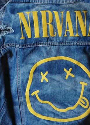 Брендова фірмова джинсова куртка pull&bear nirvana,оригінал,нова з бірками,розмір m-l.7 фото
