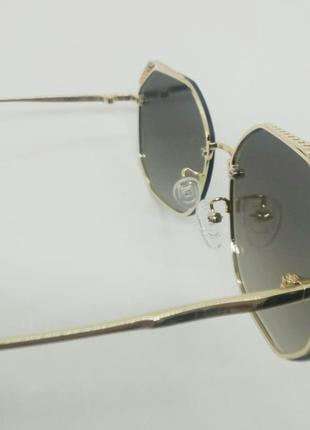 Christian dior очки женские солнцезащитные коричневые в золотом металле7 фото