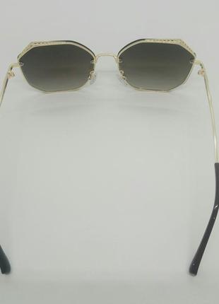 Christian dior очки женские солнцезащитные коричневые в золотом металле4 фото