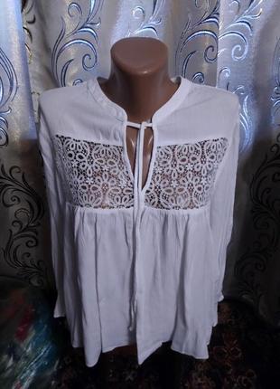 Повітряна блуза вільного крою з мереживом h&m