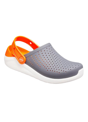 Сабо crocs literide kids clog детские кроксы темно серые 205964-04o bright charcoal/white2 фото