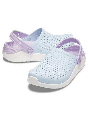 Сабо crocs literide kids clog дитячі крокси світло блакитні 205964-4ka mineral blue/white1 фото